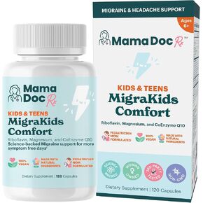MigraKids Comfort | Riboflavin, Magnesium & CoEnzyme Q10 | Pediatric Science-Backed Migraine Support | Kids and Teens, Ages 6+ | 120 Capsules in Saudi Arabia