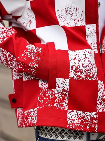 Men's Red and White Plaid Personalized Zipper Cardigan Jacket Coat Breathable Dry Urban Street Casual Trendy Jacket in Saudi Arabia