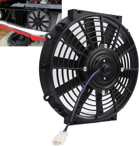 Acouto 10in Slim Electric Fan Automotive 24V Slim Electric Cooling Fan Radiator 80W 2100RPM 10 Straight Blades Universal for Car in Saudi Arabia