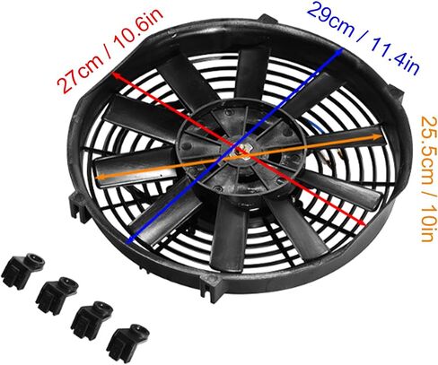 Acouto 10in Slim Electric Fan Automotive 24V Slim Electric Cooling Fan Radiator 80W 2100RPM 10 Straight Blades Universal for Car in Saudi Arabia