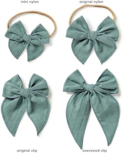 Little Poppy Co. Dows Handmade Claire Bow - شريط مطرز صلب ، إكسسوارات أنيقة متميزة للفتيات والرضع (مقطع وردي داكن ، كبير) in Kuwait