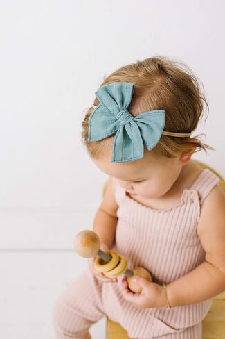 Little Poppy Co. Dows Handmade Claire Bow - شريط مطرز صلب ، إكسسوارات أنيقة متميزة للفتيات والرضع (مقطع وردي داكن ، كبير) in Kuwait