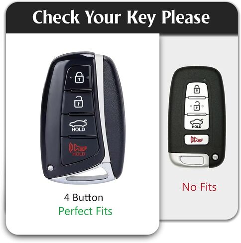 بالنسبة لغطاء مفتاح Hyundai 4 Button ، فإن Case FOB Smart Key Smart متوافق مع Hyundai Santa Fe Genesis G80 Equus Azera (Red) in Kuwait