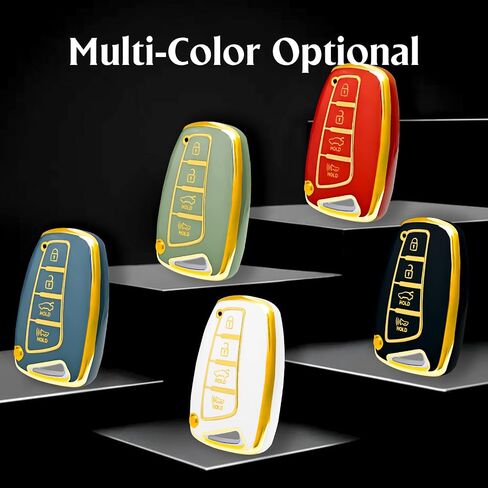 بالنسبة لغطاء مفتاح Hyundai 4 Button ، فإن Case FOB Smart Key Smart متوافق مع Hyundai Santa Fe Genesis G80 Equus Azera (Red) in Kuwait