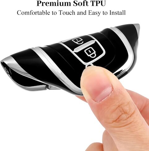 for Hyundai Kia Key Fob Cover, Soft TPU Protection Case Compatible with Hyundai Sonata Azera Elantra Genesis Kia Forte Optima Sorento Sportage Smart Key (Silver Black) in Kuwait