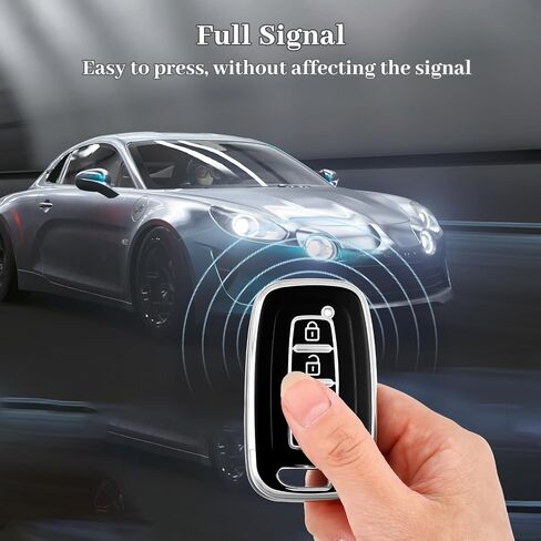 for Hyundai Kia Key Fob Cover, Soft TPU Protection Case Compatible with Hyundai Sonata Azera Elantra Genesis Kia Forte Optima Sorento Sportage Smart Key (Silver Black) in Kuwait