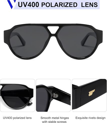 VANLINKER Retro Aviator Polarized Sunglasses for Women Men Classic Vintage 70s Trendy Sun Glasses VL9842 in Kuwait