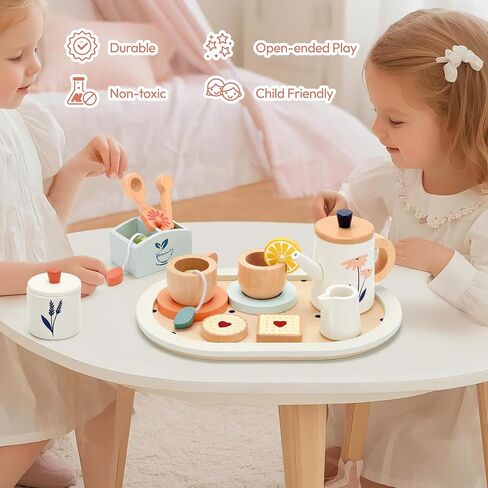 طبقات ألعاب خشبية مجموعة أطباق لتلبيس وملحقات أدوات المائدة المطابخ للأطفال. in Kuwait
