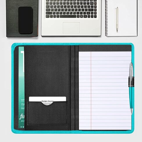 Padfolio Binder A5 Document Organizer with Refillable Lined Notepad, Junior Size Folder Portfolio for Men Women,Red in Saudi Arabia