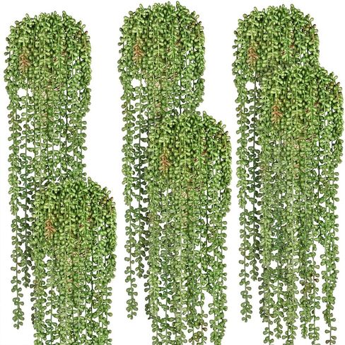 3pcs سلسلة من اللؤلؤ النباتية الصناعية الاصطناعية معلقة تعاني من معلقات خضراء للهواء في الهواء الطلق in Kuwait