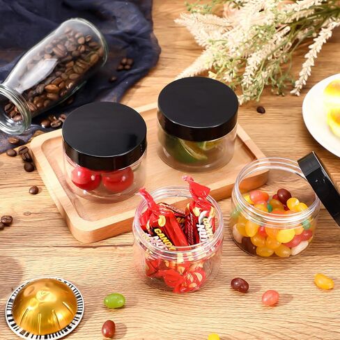 SATINIOR 36 Pieces 1 oz Plastic Jars with Lids Wide Mouth Airtight Reusable Container Acrylic Cosmetic Small Jars for Lotions Ointments Travel Toiletries Creams Make up Storage(Black) in Kuwait