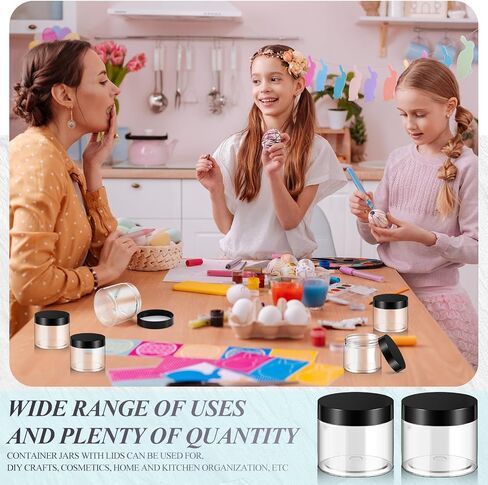 SATINIOR 36 Pieces 1 oz Plastic Jars with Lids Wide Mouth Airtight Reusable Container Acrylic Cosmetic Small Jars for Lotions Ointments Travel Toiletries Creams Make up Storage(Black) in Kuwait