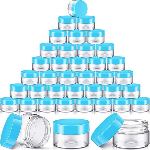 SATINIOR 36 Pieces 1 oz Plastic Jars with Lids Wide Mouth Airtight Reusable Container Acrylic Cosmetic Small Jars for Lotions Ointments Travel Toiletries Creams Make up Storage(Black) in Kuwait