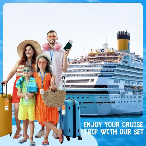 Chunful 24 Pcs Cruise Ship Essentials Kit Include 4 Cruise Luggage Tags Holder 2 Lanyards with Card Holders 1 Power Strip 2 Phone Bag 6 Coat Hanger 3 Magnet Hooks 2 Towel Bands 4 Clips in Saudi Arabia
