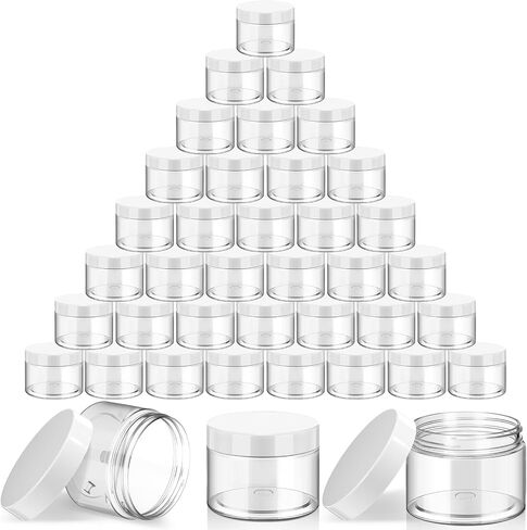SATINIOR 36 Pieces 1 oz Plastic Jars with Lids Wide Mouth Airtight Reusable Container Acrylic Cosmetic Small Jars for Lotions Ointments Travel Toiletries Creams Make up Storage(Black) in Kuwait