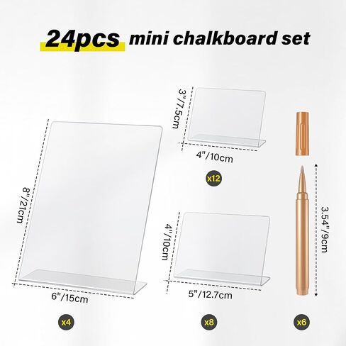 Outus 24 Pack Mini Chalkboard Signs for Food Mutli Sizes Food Labels for Party Buffet with 6 Black White Chalk Markers Small Table Signs for Birthday Bakery Wedding Kitchen Home Party Decoration in Saudi Arabia