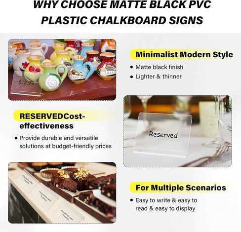Outus 24 Pack Mini Chalkboard Signs for Food Mutli Sizes Food Labels for Party Buffet with 6 Black White Chalk Markers Small Table Signs for Birthday Bakery Wedding Kitchen Home Party Decoration in Saudi Arabia