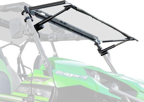 يمكن فتح SuperAtv MaxDrive Power Flip Windshield المتوافق مع Kawasaki Teryx 800: 2016+ ، في أي موقع للتحكم الكامل في تدفق الهواء ، 1/4 "أقوى من البولي 250X من الزجاج in Saudi Arabia