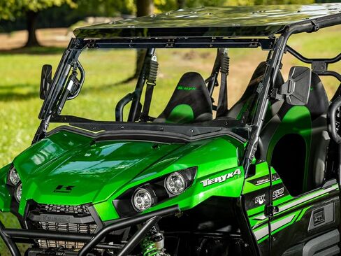 يمكن فتح SuperAtv MaxDrive Power Flip Windshield المتوافق مع Kawasaki Teryx 800: 2016+ ، في أي موقع للتحكم الكامل في تدفق الهواء ، 1/4 "أقوى من البولي 250X من الزجاج in Saudi Arabia