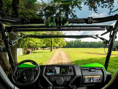 يمكن فتح SuperAtv MaxDrive Power Flip Windshield المتوافق مع Kawasaki Teryx 800: 2016+ ، في أي موقع للتحكم الكامل في تدفق الهواء ، 1/4 "أقوى من البولي 250X من الزجاج in Saudi Arabia