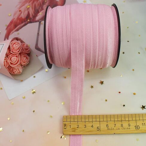 Neon Rose Fold Over Elastic 5/8 inch 15mm Elastic Bands for Sewing 40 Yards Wide Elastic Headbands Stretchy Ribbon for Crafts-Elastic Straps Trim for Girls Hair Ties-Bow-DIY Projects-Clothes in Saudi Arabia