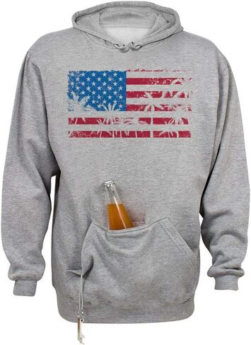 Teesandtankyou Palm USA Flag Beer Holder Tailgate Hoodie Sweatshirt spushirx in Kuwait