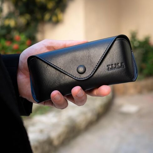 Time Resistance Leather Glasses Case - Hard Shell Leather Eyewear Holder – Sunglasses Case Handmade in Italy in Saudi Arabia