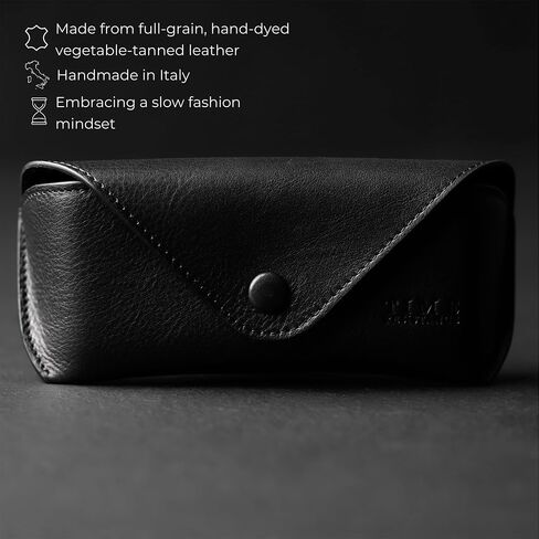 Time Resistance Leather Glasses Case - Hard Shell Leather Eyewear Holder – Sunglasses Case Handmade in Italy in Saudi Arabia