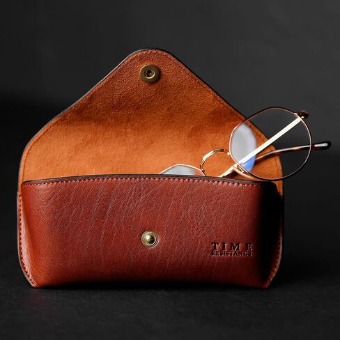 Time Resistance Leather Glasses Case - Hard Shell Leather Eyewear Holder – Sunglasses Case Handmade in Italy in Saudi Arabia