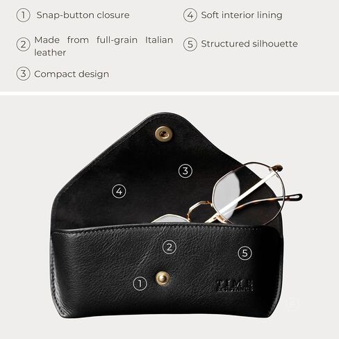 Time Resistance Leather Glasses Case - Hard Shell Leather Eyewear Holder – Sunglasses Case Handmade in Italy in Saudi Arabia