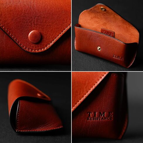Time Resistance Leather Glasses Case - Hard Shell Leather Eyewear Holder – Sunglasses Case Handmade in Italy in Saudi Arabia