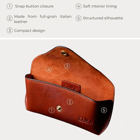 Time Resistance Leather Glasses Case - Hard Shell Leather Eyewear Holder – Sunglasses Case Handmade in Italy in Saudi Arabia