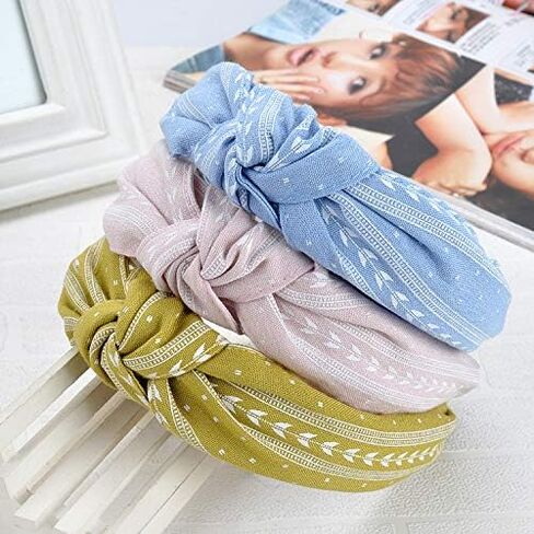 Ivyu Hairband, 6 Pcs Headbands for Women - Light Color, Fashion Cotton-flax Fabric, Knotted Wide Band, Accessories Cute Boho Beauty, For Workout GYM Yoga Running in Kuwait