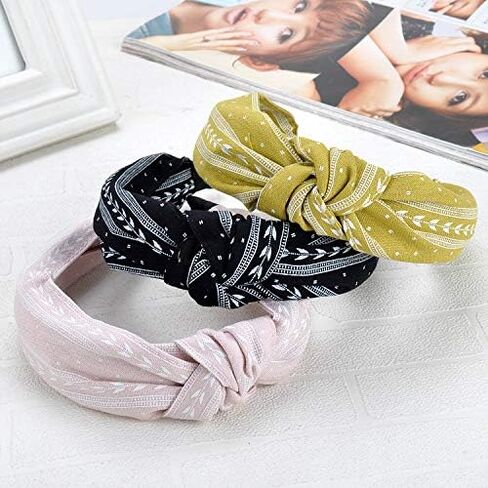 Ivyu Hairband, 6 Pcs Headbands for Women - Light Color, Fashion Cotton-flax Fabric, Knotted Wide Band, Accessories Cute Boho Beauty, For Workout GYM Yoga Running in Kuwait
