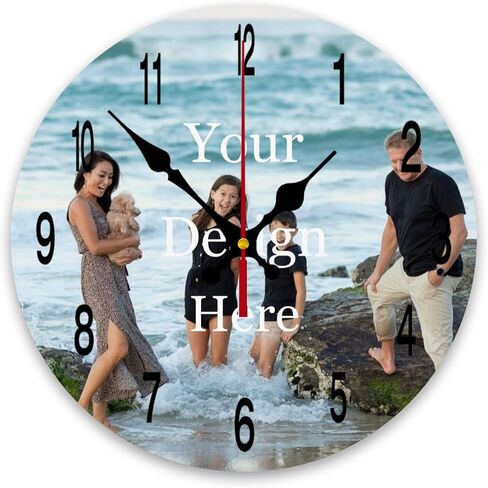 Personalized Wall Clocks Custom Photo Round Wall Clock Personalized Silent Non-Ticking Decorative Clocks Customized Gift for Living Room Kitchen Bathroom Home Decor 10'' in Saudi Arabia
