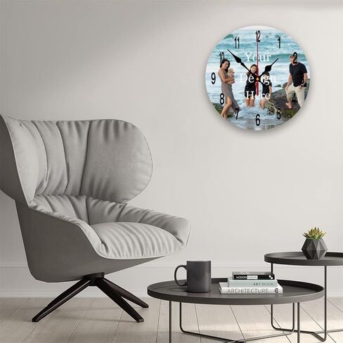 Personalized Wall Clocks Custom Photo Round Wall Clock Personalized Silent Non-Ticking Decorative Clocks Customized Gift for Living Room Kitchen Bathroom Home Decor 10'' in Saudi Arabia