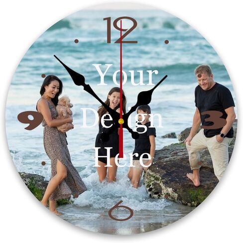 Personalized Wall Clocks Custom Photo Round Wall Clock Personalized Silent Non-Ticking Decorative Clocks Customized Gift for Living Room Kitchen Bathroom Home Decor 10'' in Saudi Arabia