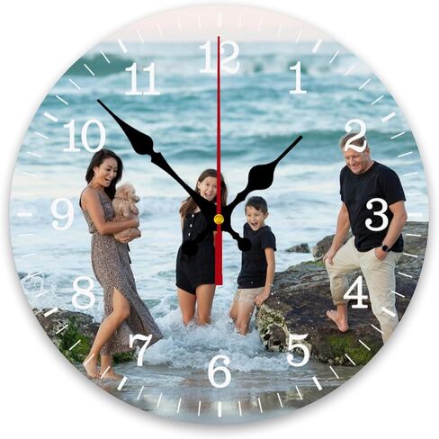 Personalized Wall Clocks Custom Photo Round Wall Clock Personalized Silent Non-Ticking Decorative Clocks Customized Gift for Living Room Kitchen Bathroom Home Decor 10'' in Saudi Arabia