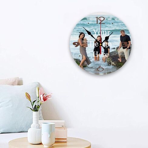 Personalized Wall Clocks Custom Photo Round Wall Clock Personalized Silent Non-Ticking Decorative Clocks Customized Gift for Living Room Kitchen Bathroom Home Decor 10'' in Saudi Arabia
