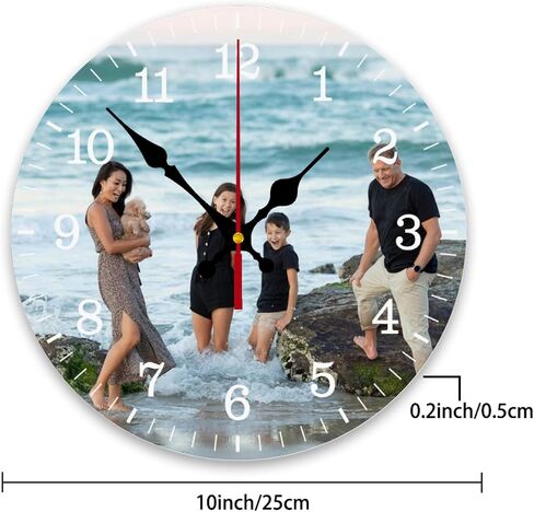 Personalized Wall Clocks Custom Photo Round Wall Clock Personalized Silent Non-Ticking Decorative Clocks Customized Gift for Living Room Kitchen Bathroom Home Decor 10'' in Saudi Arabia