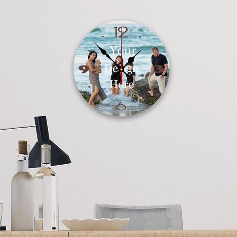 Personalized Wall Clocks Custom Photo Round Wall Clock Personalized Silent Non-Ticking Decorative Clocks Customized Gift for Living Room Kitchen Bathroom Home Decor 10'' in Saudi Arabia