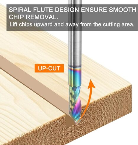 HARFINGTON Spiral Router Bit 4mm Cut Dia 4mm Shank Up Cut Solid Carbide Diamond-Like Carbon Coated 1 Flute CNC End Mill Milling Bits for Aluminum Copper Metal (15mm Cut Length 45mm Long) in Saudi Arabia