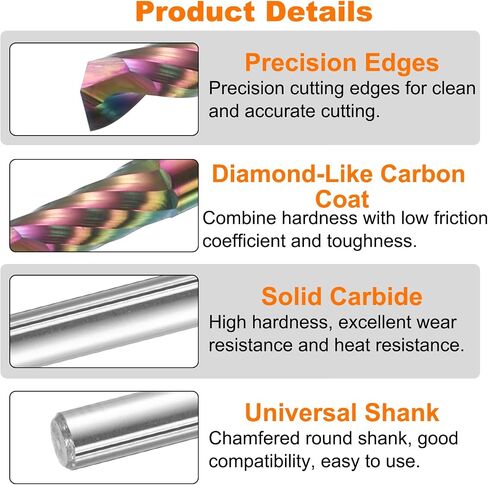 HARFINGTON Spiral Router Bit 4mm Cut Dia 4mm Shank Up Cut Solid Carbide Diamond-Like Carbon Coated 1 Flute CNC End Mill Milling Bits for Aluminum Copper Metal (15mm Cut Length 45mm Long) in Saudi Arabia