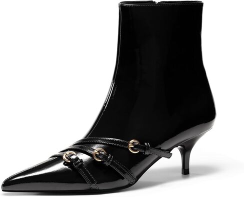 Coutgo Womens Buckle Strap Booties Citten Low Heel مدببة Tee Y2K Boots Size Size Szipper Fall Shoes in Kuwait