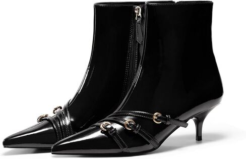 Coutgo Womens Buckle Strap Booties Citten Low Heel مدببة Tee Y2K Boots Size Size Szipper Fall Shoes in Kuwait
