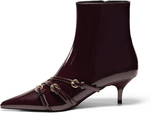 Coutgo Womens Buckle Strap Ankle Booties Kitten Low Heel Pointed Toe Y2K Boots Size Zipper Fall Shoes in Kuwait