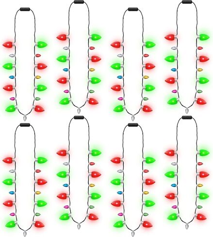 8PCS Christmas Necklace, Light up Christmas Necklace with 8 Glow Bulbs, Glowing Xmas Necklace Women Men, Red Green 3 Modes Christmas Necklaces Decorations for Winter Xmas Theme Party Accessories Bulk in Saudi Arabia