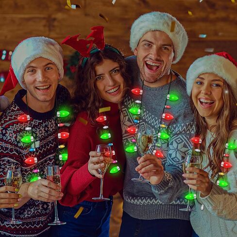 8PCS Christmas Necklace, Light up Christmas Necklace with 8 Glow Bulbs, Glowing Xmas Necklace Women Men, Red Green 3 Modes Christmas Necklaces Decorations for Winter Xmas Theme Party Accessories Bulk in Saudi Arabia