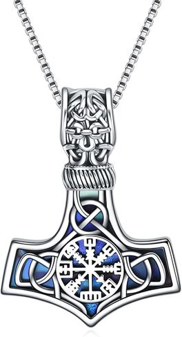 Compass Thor Hammer Necklace Sterling Silver Viking Compass Mjolnir Hight for Men in Saudi Arabia