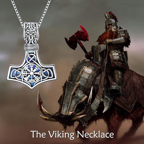Compass Thor Hammer Necklace Sterling Silver Viking Compass Mjolnir Hight for Men in Saudi Arabia